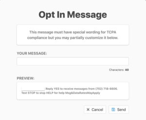 A screenshot of TextSanity's pre-made opt-in message.