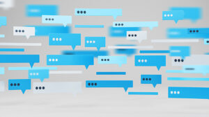 Illustration of mass text messages being sent from a robust SMS platform.